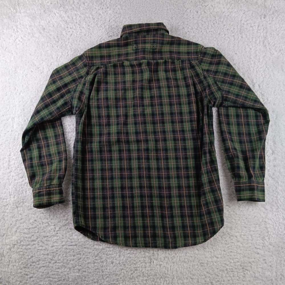 Duluth Trading Co Flannel Shirt Mens Medium Green Black Plaid Trim Fit Cotton - Picture 2 of 7